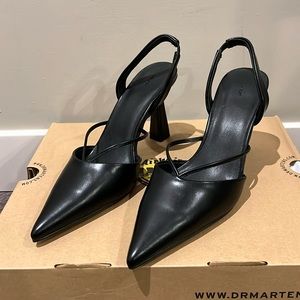 Oak + Fort Pointed Toe Slingback Heels